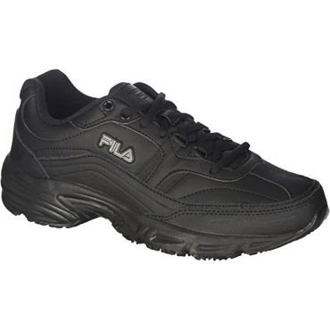 Fila Women's Memory Workshift Slip Resistant Shoes, Medium, Black / Black / Black