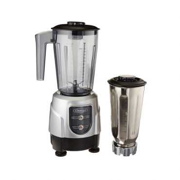 Omega BL390S 1-HP Blender, 48-Ounce Tritan Copolyester and Stainless Steel Container Combo Pack, Silver