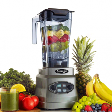 Omega OM7560S 3-HP Blender with 64 oz. Container 11 Speeds Timer, 1400-Watt, Silver