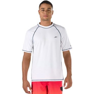 Speedo Men's UV Short Sleeve Loose Fit Easy Tee Swim Shirt, White