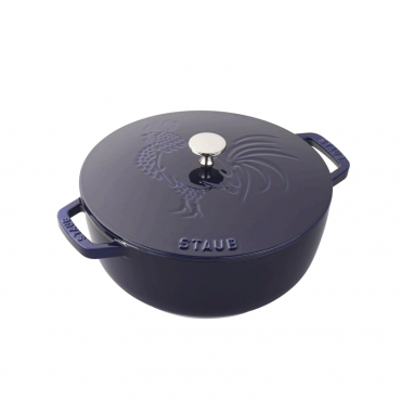 Staub 3.75-Qt Cast Iron Essential French Oven Rooster Lid, Dark Blue