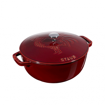 Staub 3.75-Qt Cast Iron Essential French Oven Rooster Lid, Grenadine