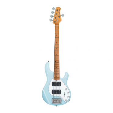 Sterling by Music Man 5 String Bass Guitar, Right, Daphne Blue