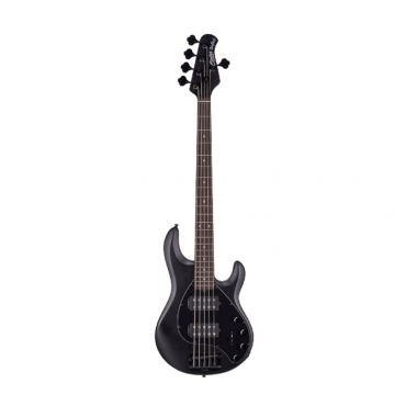 Sterling By Music Man RAY35HH-SBK-R2 StingRay5 HH 5 String Bass Guitar, Right, Stealth Black