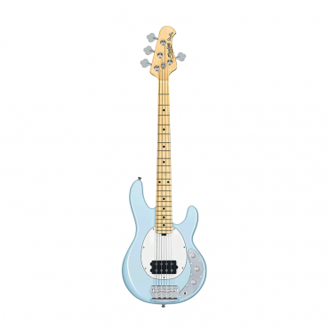 Sterling By Music Man RAYSS4-DBL-M1 Short Scale StingRay 4 String Bass Guitar, Right, Daphne Blue