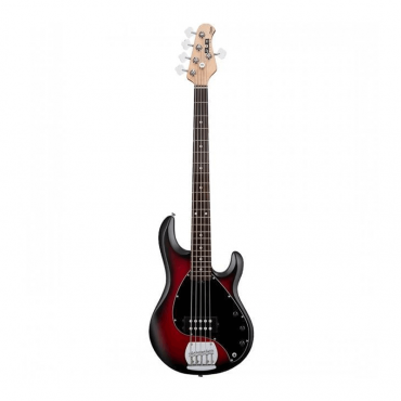 Sterling by Music Man Stingray5 5-String Electric Bass, Ruby Red Burst Satin