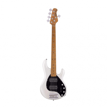 Sterling by Music Man StingRay5 HH Bass Guitar Roasted Neck Maple, Pearl White