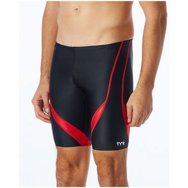 TYR Men’s Alliance Splice Jammer Swimsuit, Black / Red