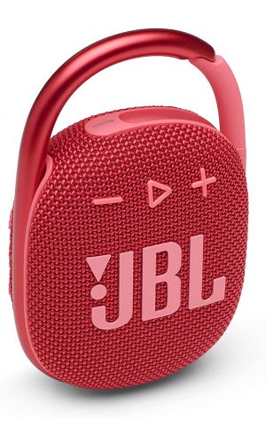 JBL Clip 4 Portable Speaker with Bluetooth, Built-in Battery, Waterproof and Dustproof Feature, Red