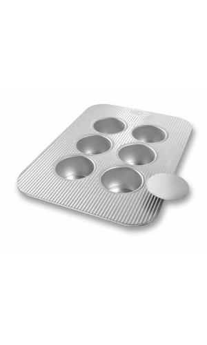 USA Pan 1285CC Bakeware Mini Cheesecake Pan with Removable Bottom, 6 Well, Nonstick & Quick Release Coating, Made in the USA from Aluminized Steel