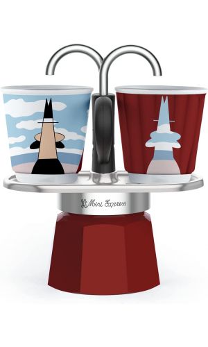 Bialetti Mini Express Kandinsky Moka Set, includes Coffee Maker 2-Cups, Red