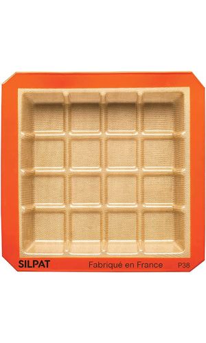 Silpat Square Tablette Mold, 16 Portions, Tan & orange, Size: 8 1/4
