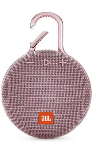JBL Clip 3 Waterproof Portable Bluetooth Speaker with 10-hours of Playtime, Dusty Pink