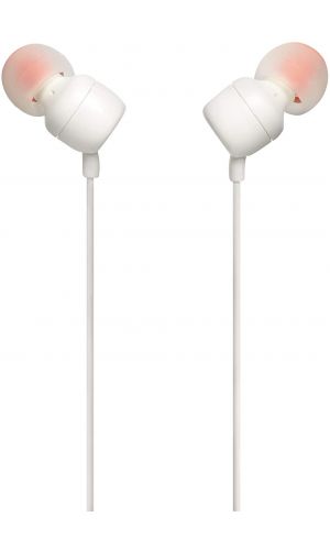 JBL Tune 110 In-Ear Headphone with One-Button Remote/Mic, White