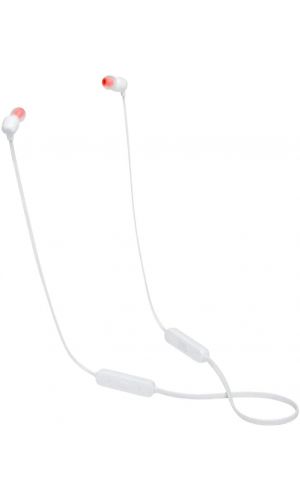 JBL Tune 115BT In-Ear Wireless Headphone with 3-button Mic/Remote, Flat Cable, White