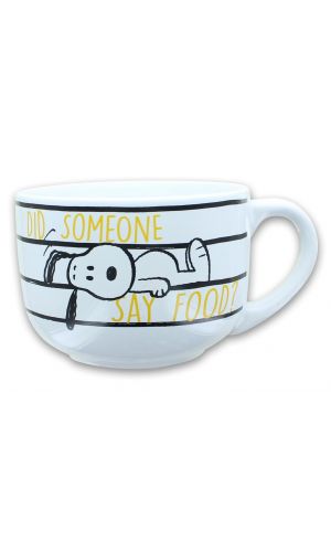 Silver Buffalo Peanuts Snoopy and Woodstock Ceramic Soup Mug with Vented Plastic Lid, 24 Ounces