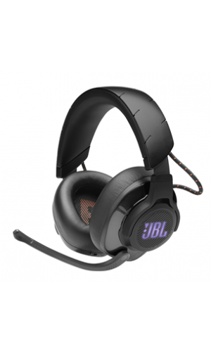 JBL Wireless Over-Ear Gaming Headset with JBL Quantum Sound Signature, DTS + JBL Quantum Surround, Flip-Up Boom Mic, Chat Dial Interface, 3.5MM, USB Type C-A, and Lossless 2.4GHz Wireless Connections, and RGB Lighting Effects, Black