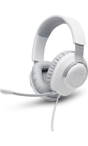 JBL Wired Over-Ear Gaming Headset with 3.5MM Connection and Detachable Boom Mic, White