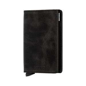 Secrid Unisex Slimwallet Genuine Leather RFID Card Case, Aluminium Construction, Crisple Black