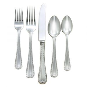 Lenox Vintage Jewel Frosted 5-Piece Flatware Set, Service for 1, Stainless Steel, Silver, 6054167