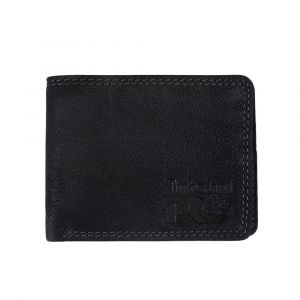 Timberland PRO® Men's Pullman Rodeo Wallet, Twelve Card Slots, RFID Blocking, 100% Leather, Black