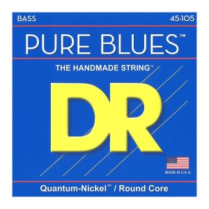 DR Strings PURE BLUES™ Silver Bass Guiter Strings, Handmade, Medium 4-String, 45-105, PB-45