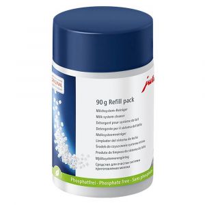 Jura Milk System Cleaner 90g Refillable Bottle (Mini Tabs), Removes Milk Fats for Fine Foam, 24196