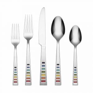 Cambridge Fiesta 20-Piece Flatware Set, Service for 4, Stainless Steel, Dishwasher-safe