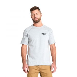 Timberland Men's PRO® Core Reflective Logo T-Shirt, Rib collar, Odor Control & Moisture-Wicking, Medium Grey Heather, Large
