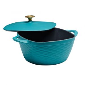 Tramontina Prisma 7-Quart Enameled Cast Iron Covered Square Dutch Oven, Teal, 80131/109DS