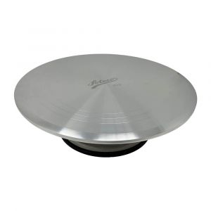Ateco 12-Inch Round Revolving Cake Decorating Stand with Aluminum Turntable & Non-Slip Pad, White