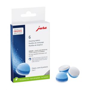 Jura 3-Phase Cleaning Tablets, 6 Pack for Coffee Machines, Enhanced Cleaning and Protection, 24224