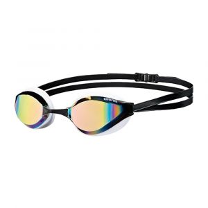 Arena Unisex Python Mirror Goggles for Swimming, Anti Glare, Wide Vision, UV Rays Protection, Copper/White