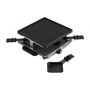 Swissmar Geneva 4-Person Stainless Steel Raclette, Compact Tabletop Electric Grill and Melter