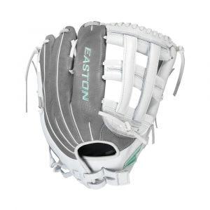 Easton 2021 Fundamental Fastpitch Pitcher/Outfield Glove for Softball, Quantum Closure System, White/Grey, 13 Inch