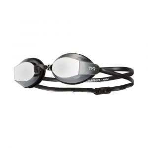 TYR Adult Black Ops 140 EV Mirrored Racing Goggles, UVA/UVB Protected Swim Gear, LGBKOPM, Smoke