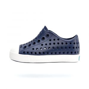 Native Jefferson Child Shoes, Rubber Rand & Toe, Shock Absorbent & Odor Resistant, EVA Construction, Regatta Blue/Shell White
