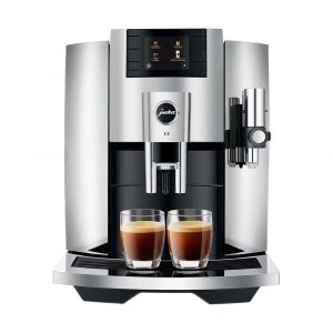 Jura E8 Automatic Coffee Machine, 17 Drink Types, Professional Aroma Grinder, Chrome, 15371