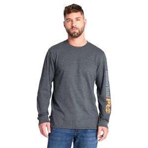 Timberland PRO® Men's Core Logo Long-Sleeve T-Shirt, Big & Tall, Rugged Face Structure, Cotton Blend, Deepest Grey Heather, L