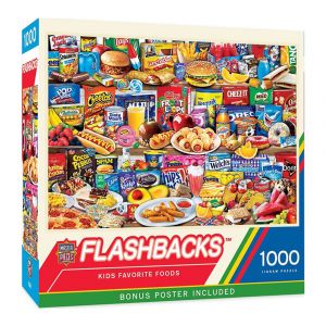 MasterPieces Flashbacks - Kids Favorite Foods 1000-Piece Jigsaw Puzzle, Classic Treats, Bonus Poster