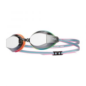 TYR Adult Black Ops 140 EV Mirrored Racing Goggles, UVA/UVB Protected Swim Gear, LGBKOPM, Rainbow
