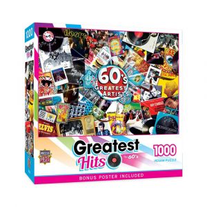 Masterpieces Greatest Hits - 60's Artists 1000 Piece Jigsaw Puzzle, Bonus Poster Included