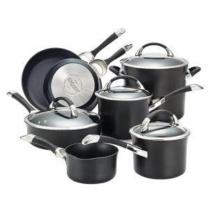 Circulon 11-Piece Hard-Anodized Nonstick Cookware Set, Induction Safe, Dishwasher Safe, Black