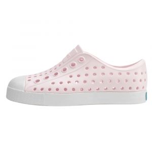 Native Jefferson Sugarlite™ Child Shoes, Rubber Rand and Toe & Odor Resistant EVA Construction, Milk Pink/Shell White, J1