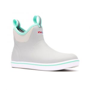 Xtratuf Women's 6-in Ankle Deck Boot, 100% Waterproof, Slip-Resistant Chevron Outsole & Pull-On Tabs, Gray, Medium, 8