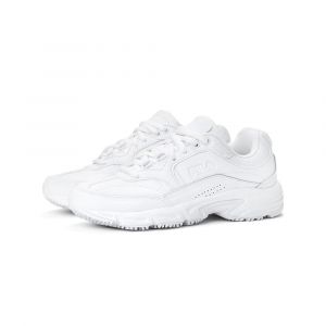 Fila Women's Memory Workshift Slip Resistant Work Shoe, ASTM Compliant, Leather and Synthetic, White, 10
