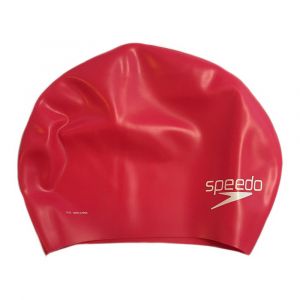 Speedo Adult Solid Silicone Cap, Lightweight & Durable, Fits Swimmers with Longer Hair, Pink