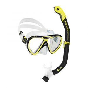 Cressi Ikarus & Orion Snorkel Combo Set, Mask and Snorkel Swimming Gear, Yellow, One Size