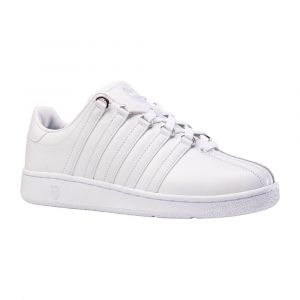 K-Swiss Leather Classic VN Women’s Wide Tennis Sneaker with Lace Closure, Rubber Outsole, White, Size 10