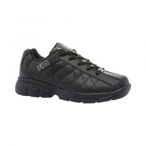 Fila Women's Fulcrum Chunky Sneakers, Synthetic Leather Upper, EVA Sole, Padded Collar & Tongue, Black/Metallic Silver, 10